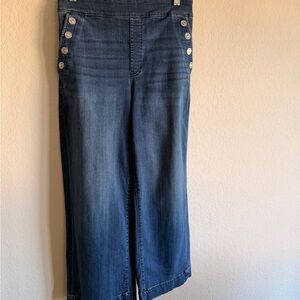 Chico's Dark Blue Wide-Leg Button-Detailed Jeans